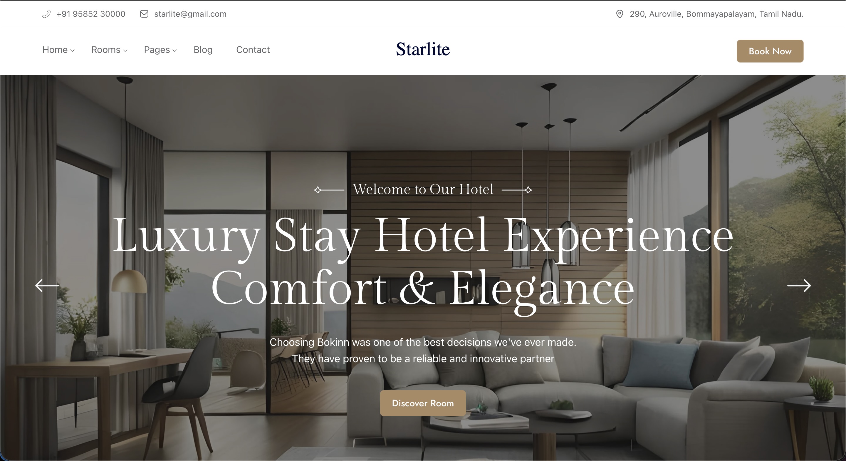 Starlite hotel Website